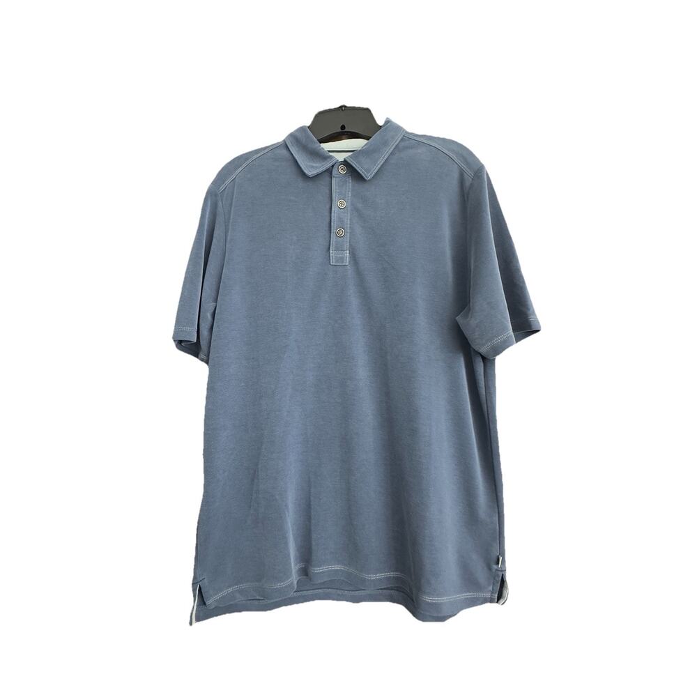 Men's TOMMY BAHAMA Blue Tencell Short Sleeve Polo Shirt Size XL vintage